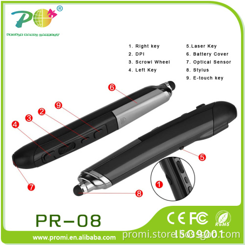 Multifunctional wireless optical pen mouse, laser pointer